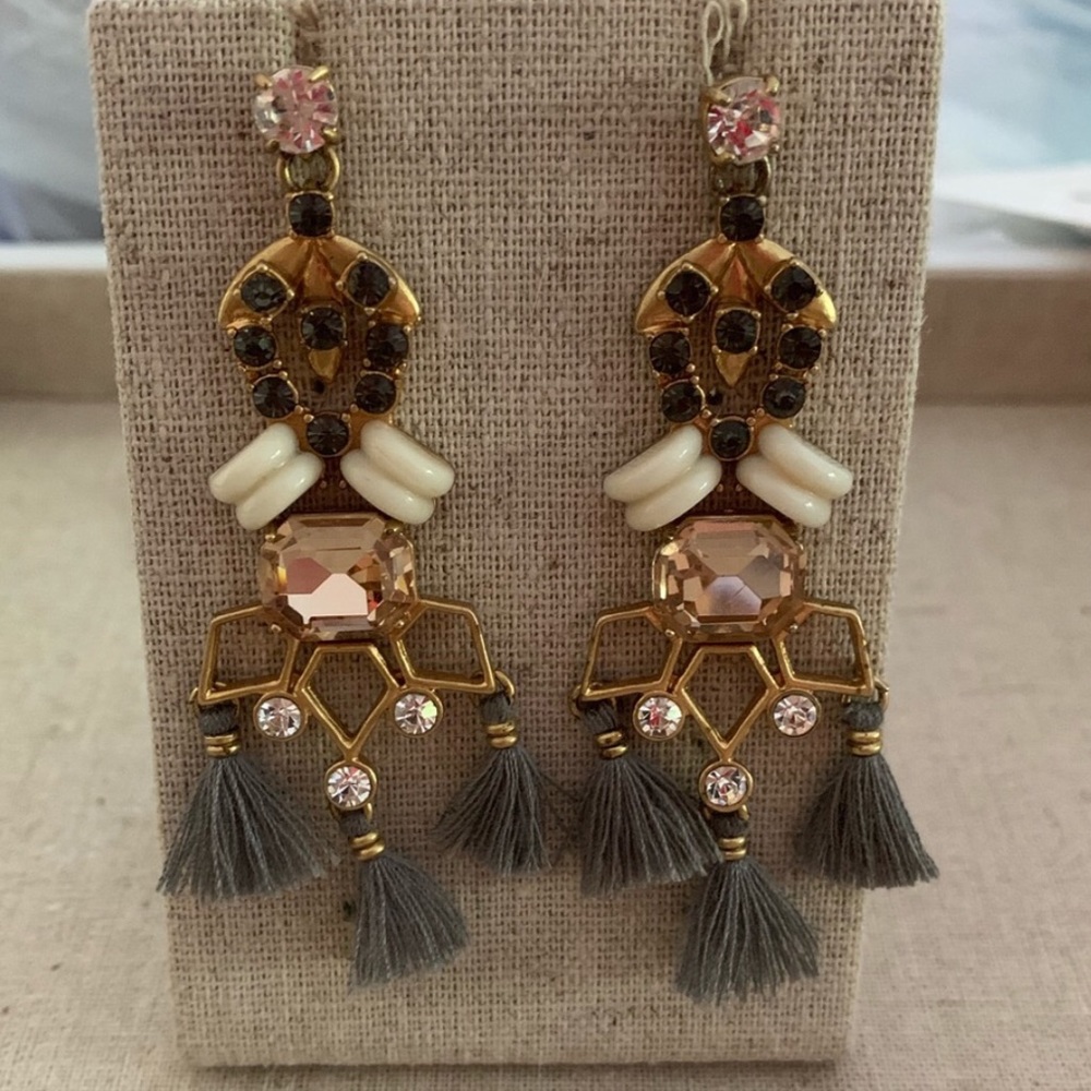 Stella & Dot | Vintage Gold Crystal Encrusted Nila Tassel Chandelier Earโฆ - Picture 8 of 9